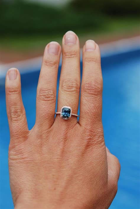 White gold - Teal sapphire engagement ring. 3ct emerald cut blue green ...