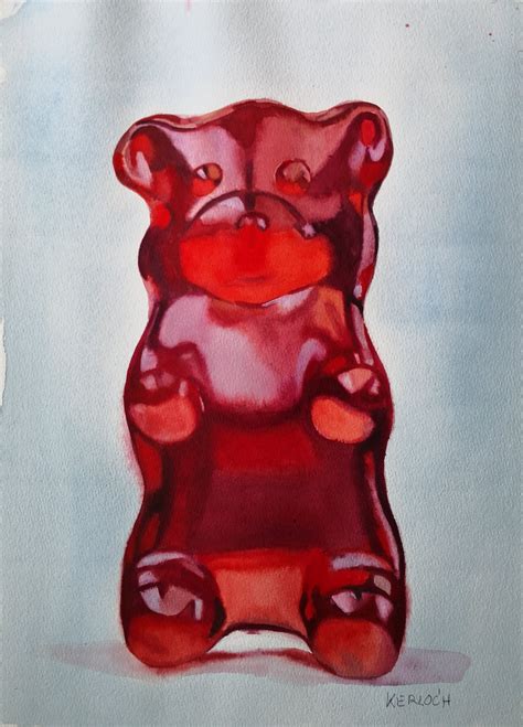 Red Gummy Bear Painting by Anyck Alvarez Kerloch - Jose Art Gallery