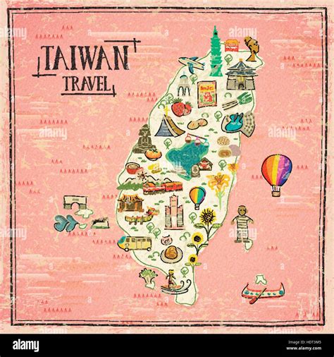 Taiwan travel map in hand drawn style Stock Vector Image & Art - Alamy