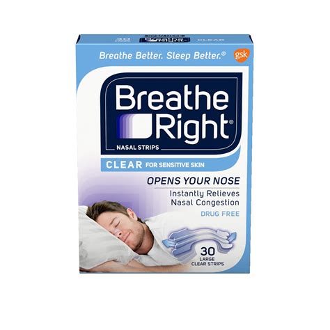 Breathe Right Original Clear Nasal Strips, Nasal Congestion Relief due to Colds & Allergies ...