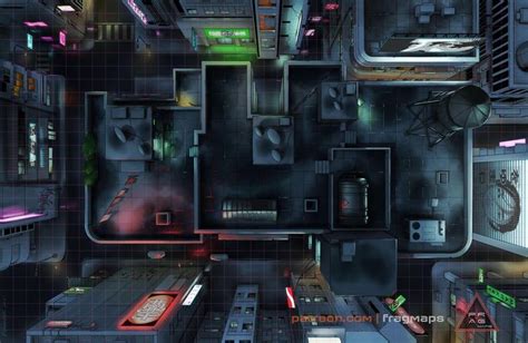 The Old Rooftop - Cyberpunk City [Battle Maps] : battlemaps | Cyberpunk city, Tabletop rpg maps ...