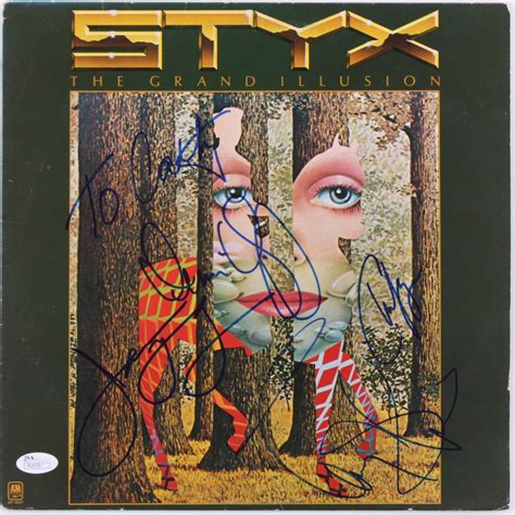 1977 Styx "The Grand Illusion" Record Album Cover Signed By (4) With Tommy Shaw, James Young ...