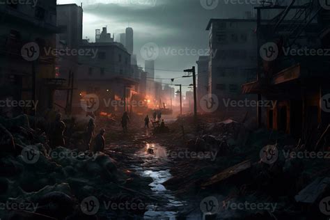 a thrilling and eerie scene of a zombie apocalypse 28532941 Stock Photo ...