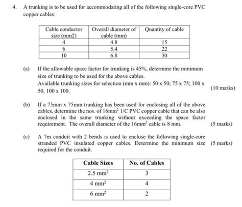 4. A trunking is to be used for accommodating all of | Chegg.com