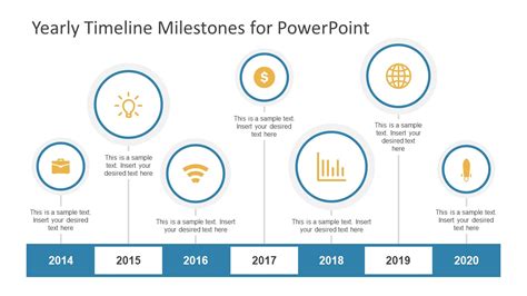 Yearly Timeline Milestones for PowerPoint & Presentation Slides