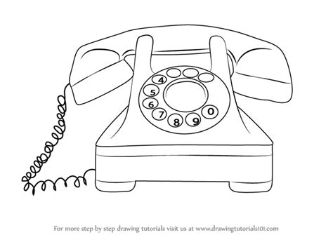 Learn How to Draw a Vintage Phone (Vintage Items) Step by Step : Drawing Tutorials