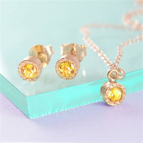 Citrine November Birthstone Rose Gold Stud Earrings By Embers | notonthehighstreet.com