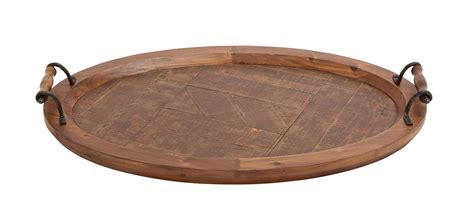 Decmode - Oval Parquet Wood Tray with Handles, 29" x 19" - Walmart.com ...