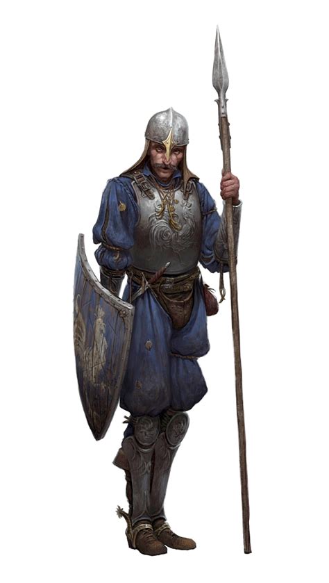 Male Human Guard Fighter Spear Shield - Pathfinder 2E PFRPG DND D&D 3.5 5E 5th … | Medieval ...