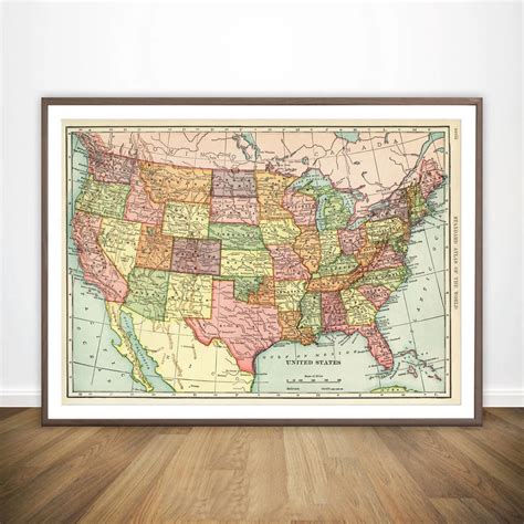 The United States of America USA Map Wall Decor Canvas Prints Canvas ...