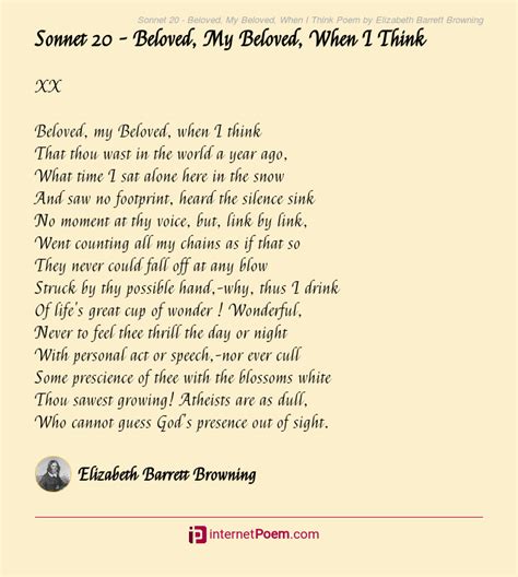 Sonnet 20 - Beloved, My Beloved, When I Think Poem by Elizabeth Barrett Browning