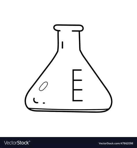 Conical flask doodle outline Royalty Free Vector Image