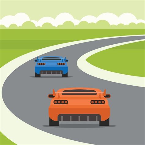 Premium Vector | Vector image of two racing cars on the road isolated ...