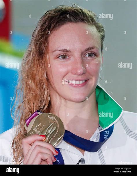 Gold Medalist Hungary's Katinka Hosszu posses with her medals following ...