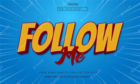 Premium Vector | Follow me cartoon text effect