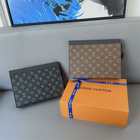 Lvบอกกล่องของขวัญของแท้แฟชั่นใหม่กระเป๋าหนีบของผู้ชาย,กระเป๋าหนีบแบบ ...