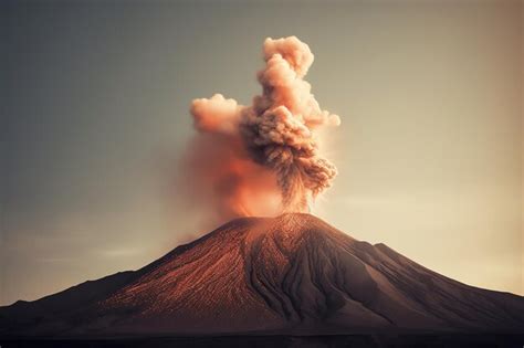 Premium Photo | A volcano with a cloud of smoke coming out of it