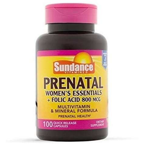 Sundance Prenatal Women's Essentials + Folic Acid Capsules, 800 mcg ...