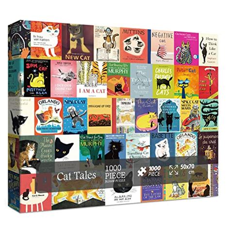 Cat Book Puzzle 1000 Pieces for Adult, Kitty Literary Jigsaw Puzzles ...