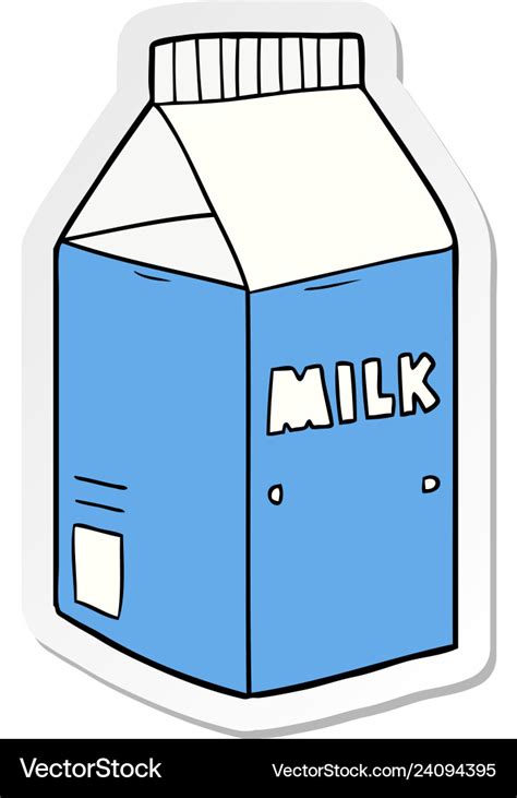 Sticker of a cartoon milk carton Royalty Free Vector Image