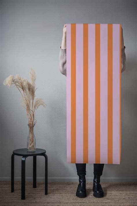 Buy Pink and Orange Stripes wallpaper - Free shipping