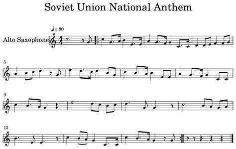 Soviet Union National Anthem - Sheet music for Alto Saxophone