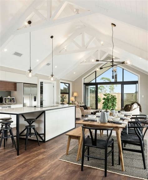 Pin by Barb on Cottage | Vaulted ceiling living room, Modern farmhouse kitchens, Vaulted ceiling ...