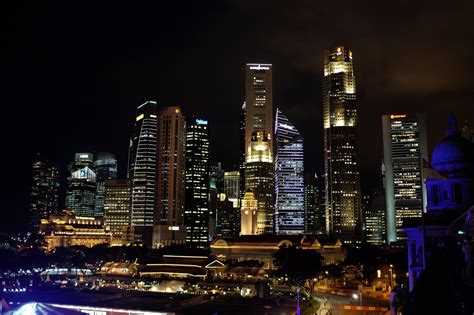 Singapore Skyline Night View Free Stock Photo - Public Domain Pictures