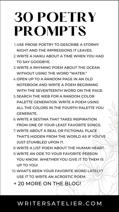 30 Poetry Prompts from National Poetry Month 2023 - Writer's Atelier