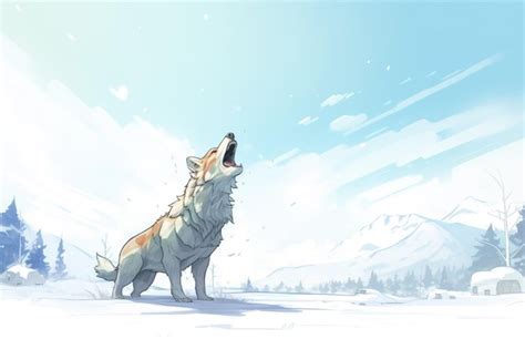 Premium AI Image | Alpha wolf howling pack behind in snow stance