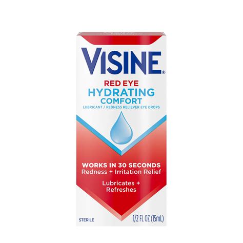 Visine Red Eye Hydrating Comfort Lubricating Eye Drops, 0.5 fl. oz - Walmart.com - Walmart.com