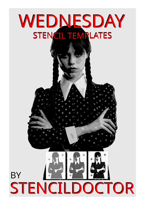 Wednesday Addams Stencil Templates Print and Cut Digital Download Arts and Craft Hobby Crafts ...