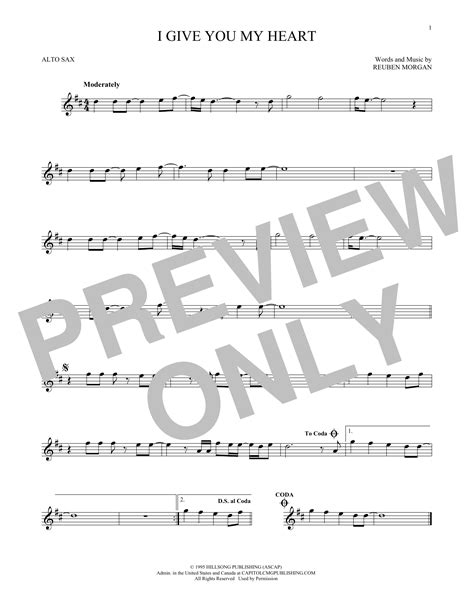 I Give You My Heart by Hillsong Worship Sheet Music for Alto Sax Solo ...