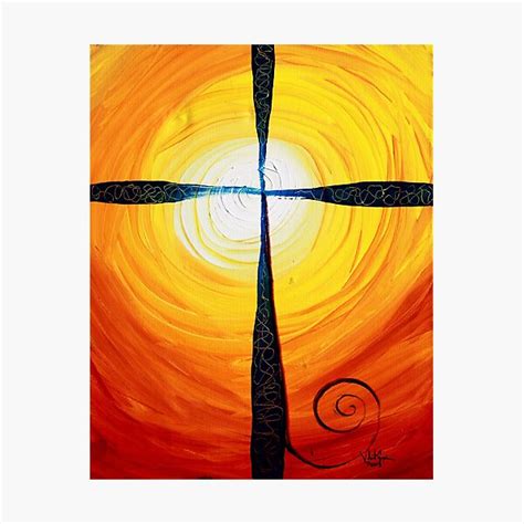 "Christian Cross Art, Abstract, WARM Sunset, COLORFUL, Deep, Original Design from J. Vincent ...