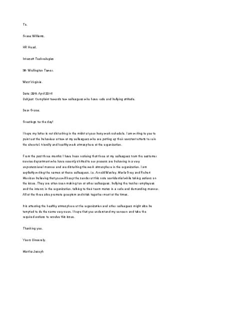 Hr Complaint Letter Template - PDFSimpli