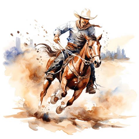 Premium AI Image | painting of a cowboy riding a horse in a dusty area generative ai