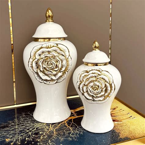 Mu Luxury Home Decor Skinny Small Short Silver And White Flower Ceramic Vases For Wedding ...