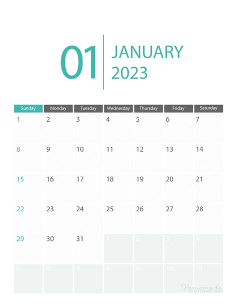 January 2023 Calendar | Free Printable with Holidays