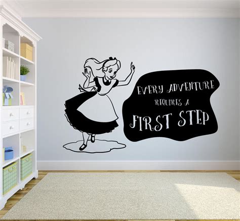 Alice In Wonderland Quotes Every Adventure Requires A First Step Alice Sillhouette Wall Sticker ...