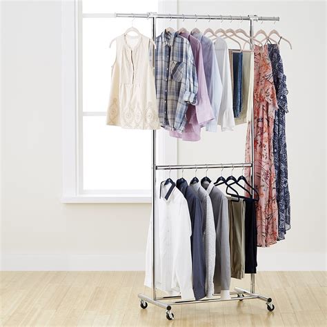 Made to our specifications, our Chrome Metal Double Hang Clothes Rack creates two levels of ...