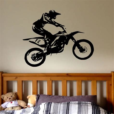 Aliexpress.com : Buy Motocross Wall Decal Boy Dirt Bike Wall Decals Personalized Stickers Kids ...