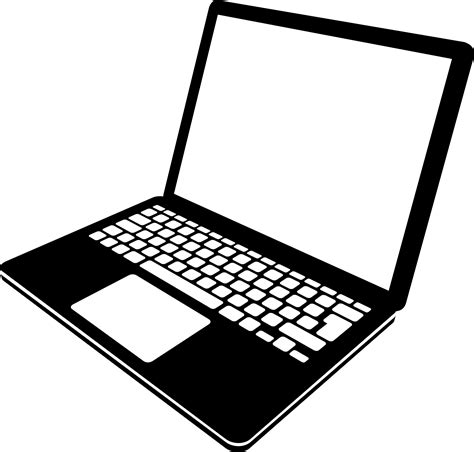 Laptop Vector Imagies - Laptop Computer Black And White (2232x2130), Png Download