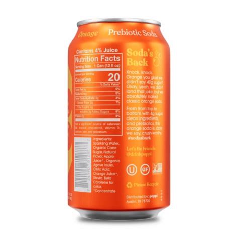 Poppi® Orange Prebiotic Soda Can, 12 fl oz - King Soopers