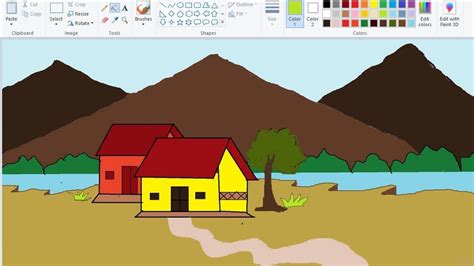 How to draw a scenery by MS Paint || Computer painting || Drawing by PC