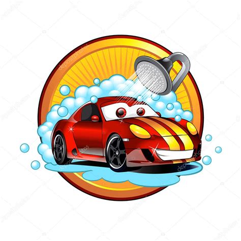 Funny cartoon Car wash auto cleaner washer shower service — Stock Vector © Milesthone #82976746