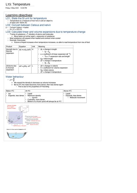 Thermodynamics lecture notes - L15: Temperature Friday, 6 May 2022 10:06 PM Learning objectives ...