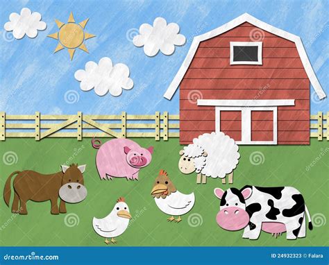 Farm animals in the field stock illustration. Illustration of brown ...