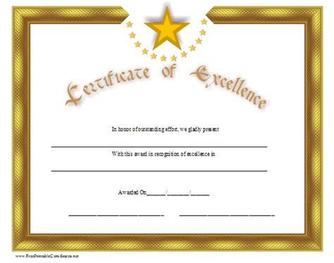 Certificate of Excellence Printable Certificate | Certificate templates, Awards certificates ...