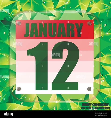 January 12 icon. Calendar date for planning important day with green ...