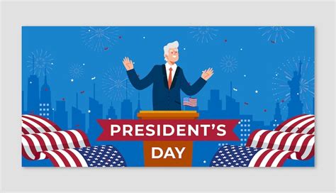 Free Vector | Flat american presidents day horizontal banner template